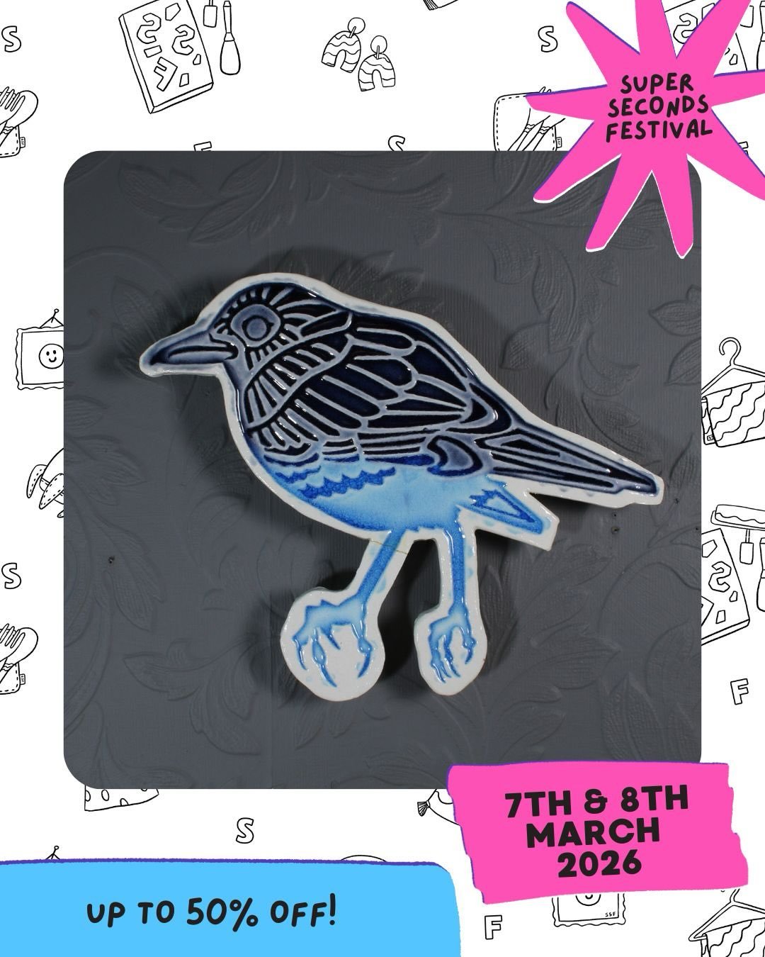 I&rsquo;ll be taking part in Super Seconds Festival on the 7th and 8th of March. It&rsquo;s an online event and you can find my ware&rsquo;s, with a huge discount on Etsy.
#ssfmarch2026 #ceramicart #jewellery #bird #nottingham