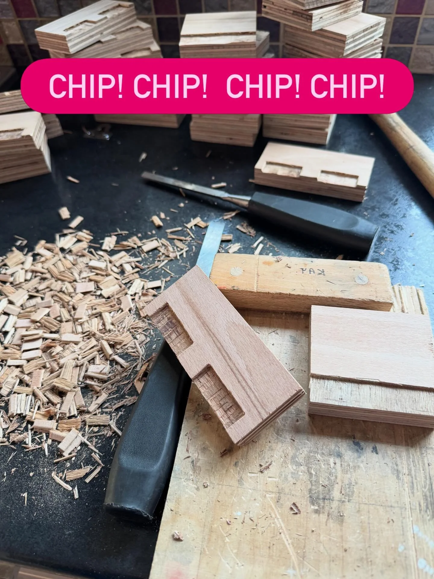 2 days, over 50+ blocks and what I&rsquo;ve come to realise is a pretty blunt chisel! These are the backing blocks I use to mount my smaller birds. I still have 25+ larger blocks to chip out placeholders for the mirror plates. If anyone knows how to 
