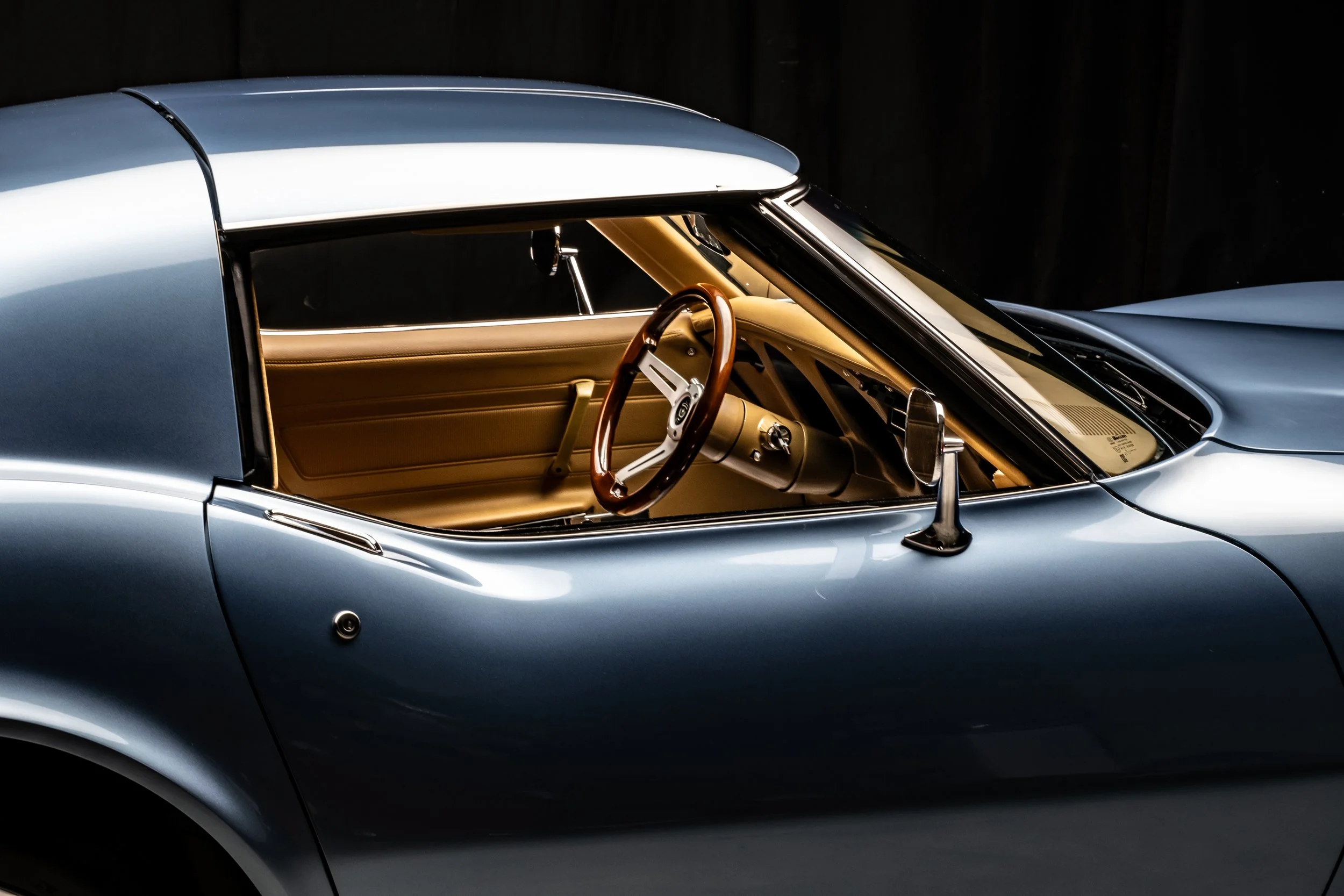 1975 Corvette Restomod built for the 2024 Charles Schwab Challenge by us, County Corvette. '75 Schwab Stingray 1975 Schwab Corvette Stingray Blue, Saddle Tan interior, Tartan Plaid Accents, Custom Car, Custom restomod, hot rod