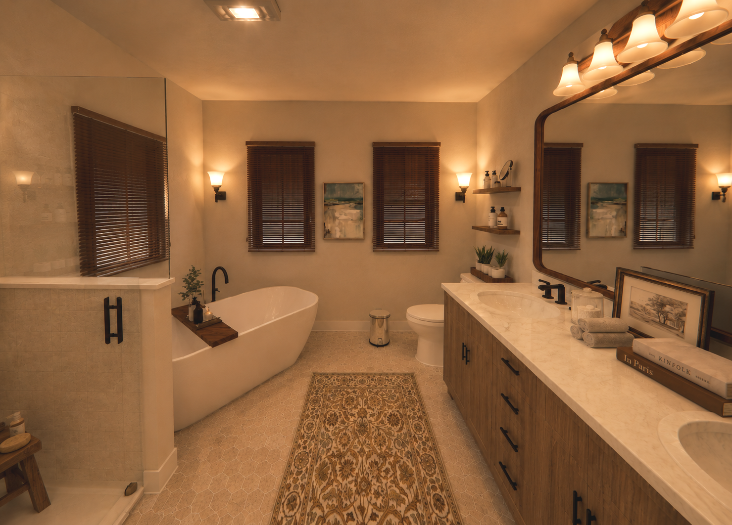 The Classic Luxury Bathroom Rendering