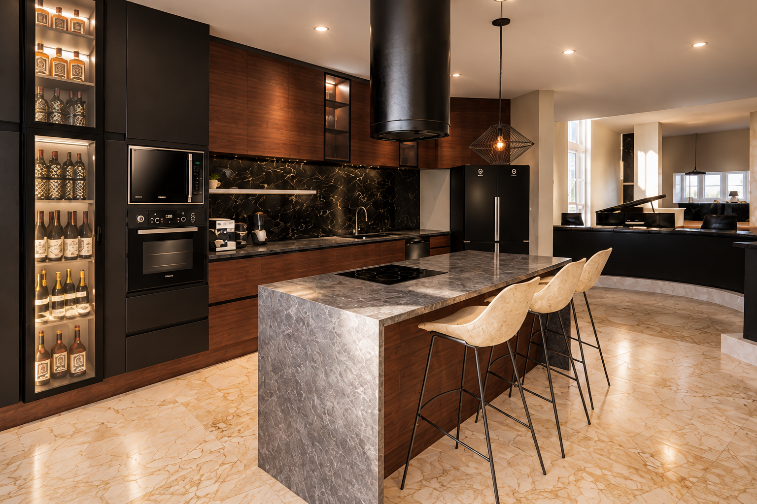 The Contemporary Noir Kitchen Rendering