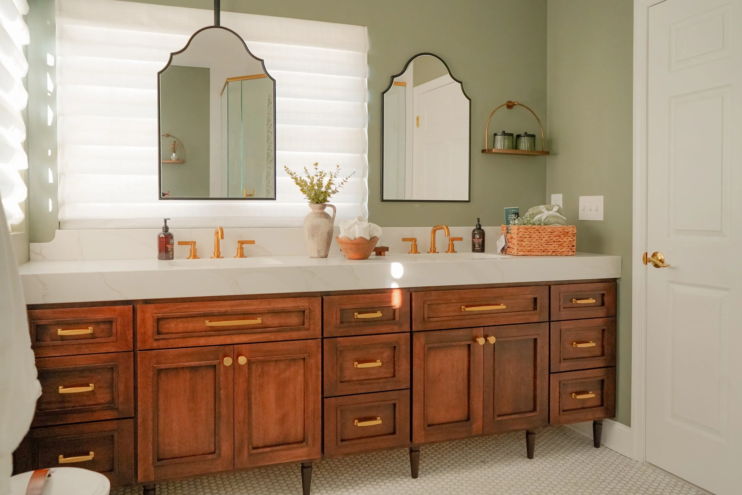 Green and brown Bathroom remodel