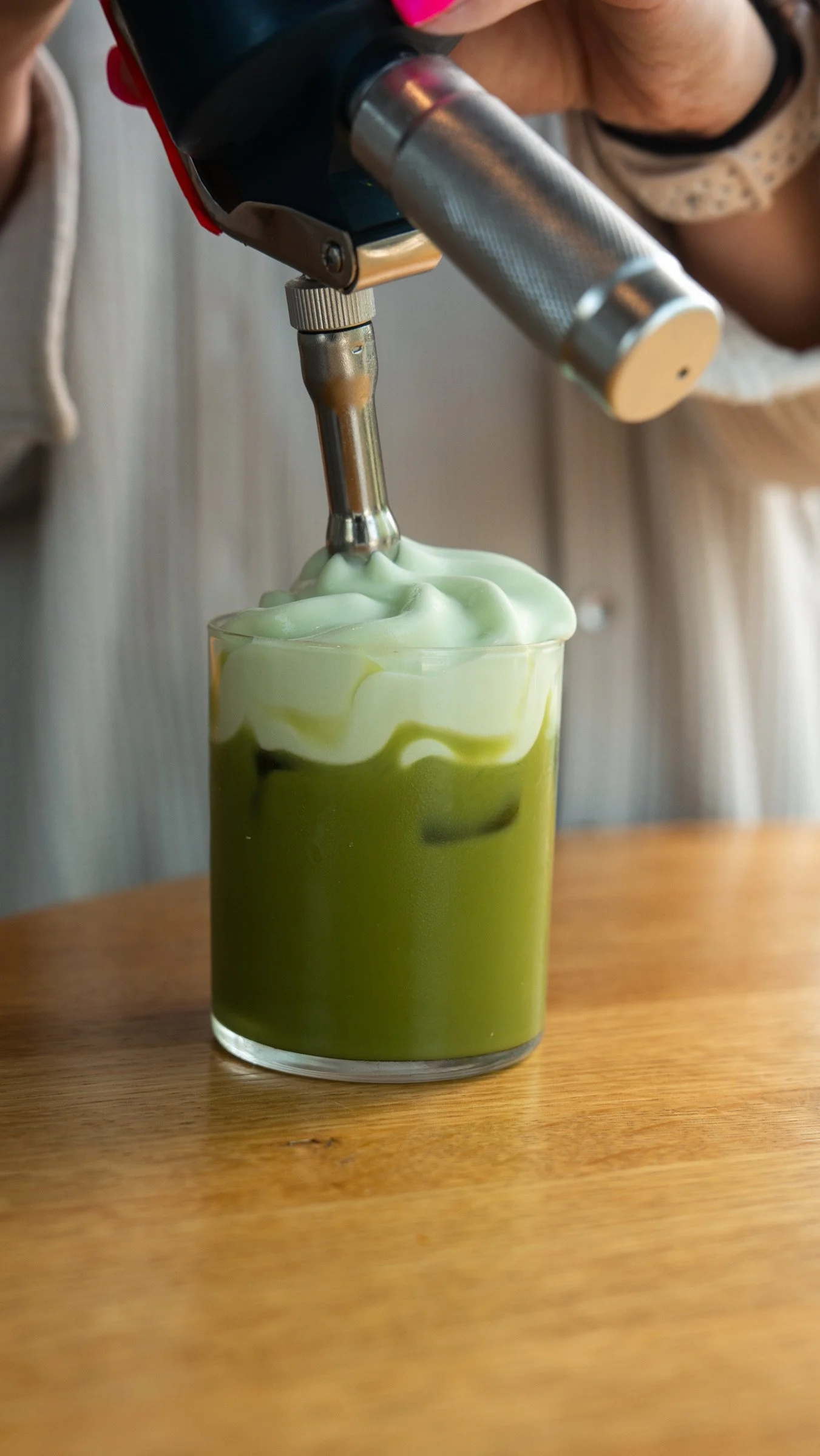 A matcha drink at Hot Shot Coffee, Denvers favorite craft coffee shop. find us for the best matcha, cold brew and breakfast options. 
