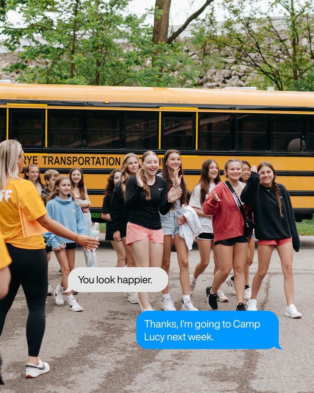 I remember the feeling I had at the first Camp Lucy when all the buses started pulling up one after another, and the kids  walked up with big smiles on their faces. I don't know why, but I hadn't anticipated that. In all the planning and all the worr