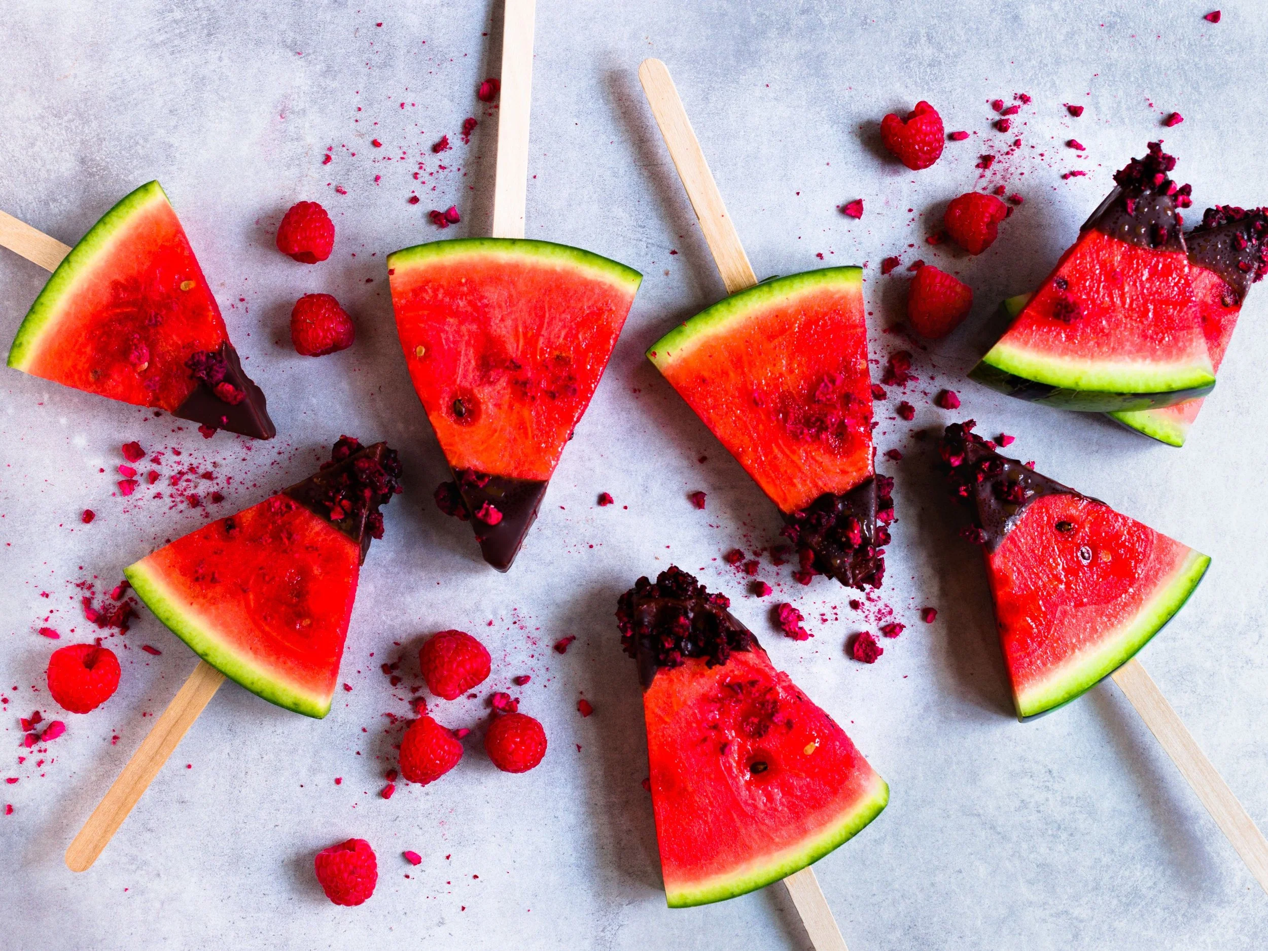 Watermelon on a Stick with Chocolate