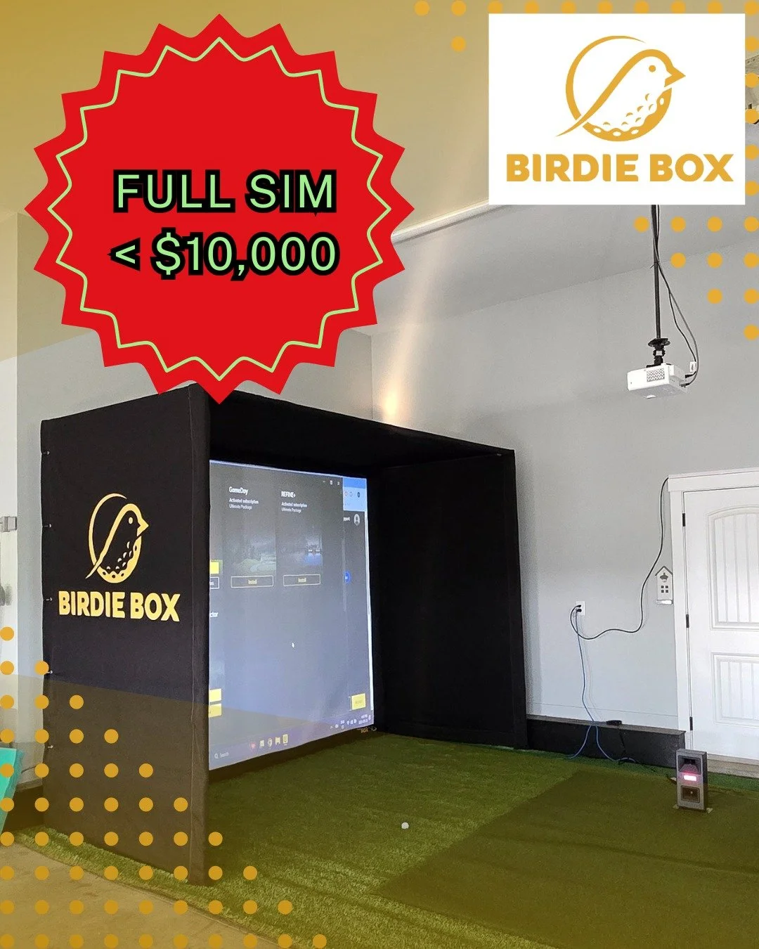 Did you know most of our complete golf simulator setups come in under $10,000 all-in? Yep &mdash; and unlike many competitors, that price actually includes everything you need to start playing right away.

Premium look. Premium performance. No surpri
