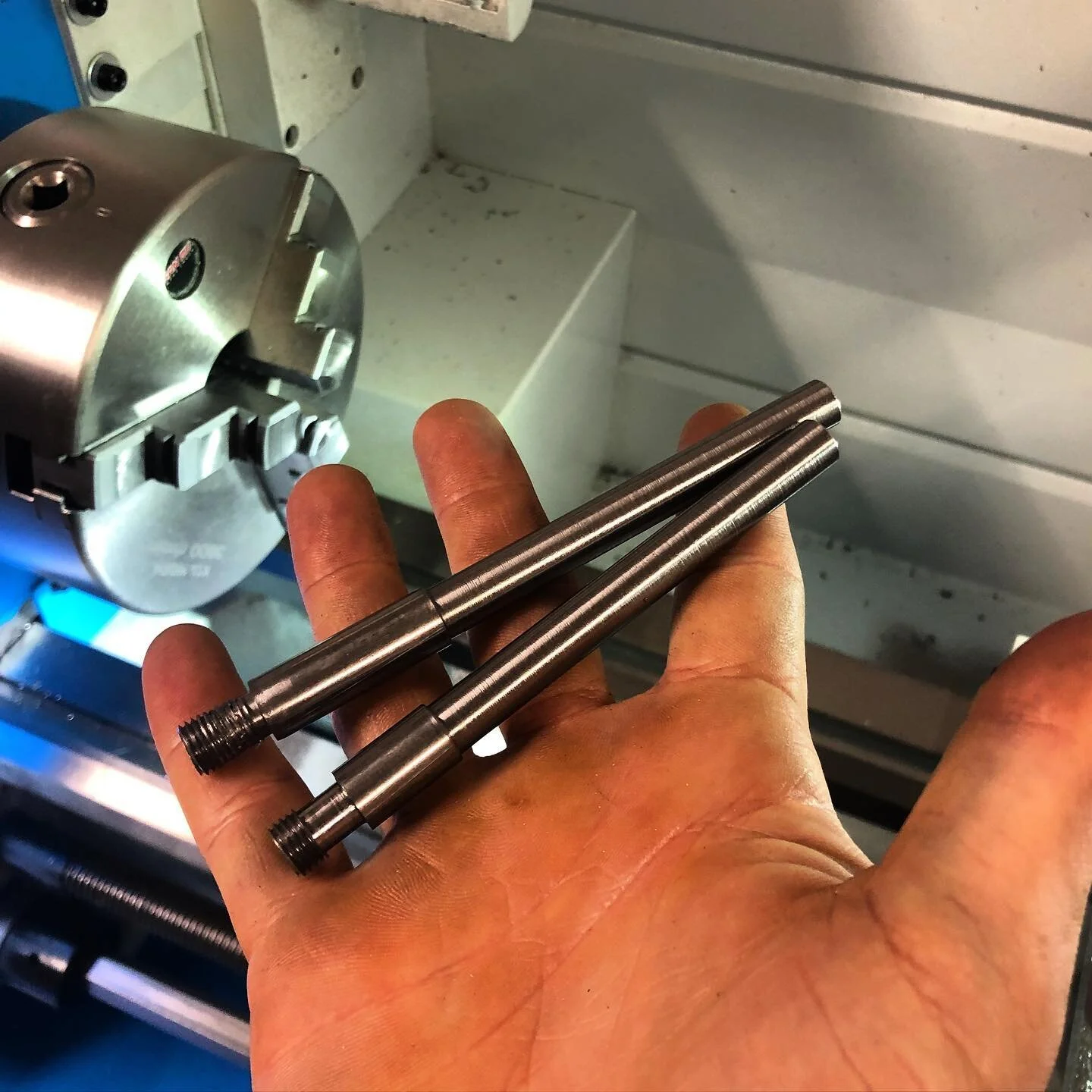 Keep that lathe turning! Some nice simple steel parts I finished this past weekend. 
&bull;
#machinist #lathe #metallathe #cnc