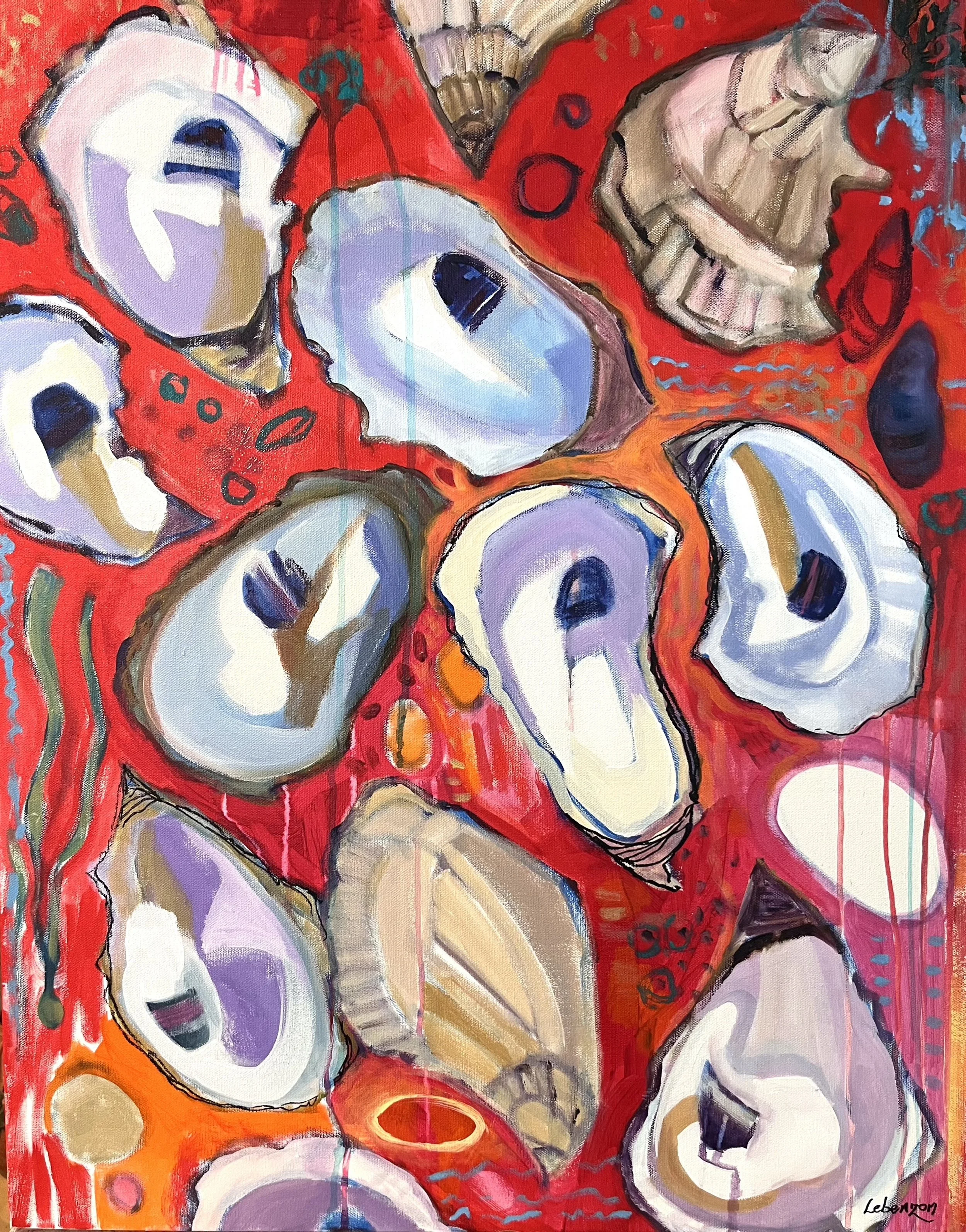 Red Graffiti Oysters 30x24 acrylic $700.jpeg