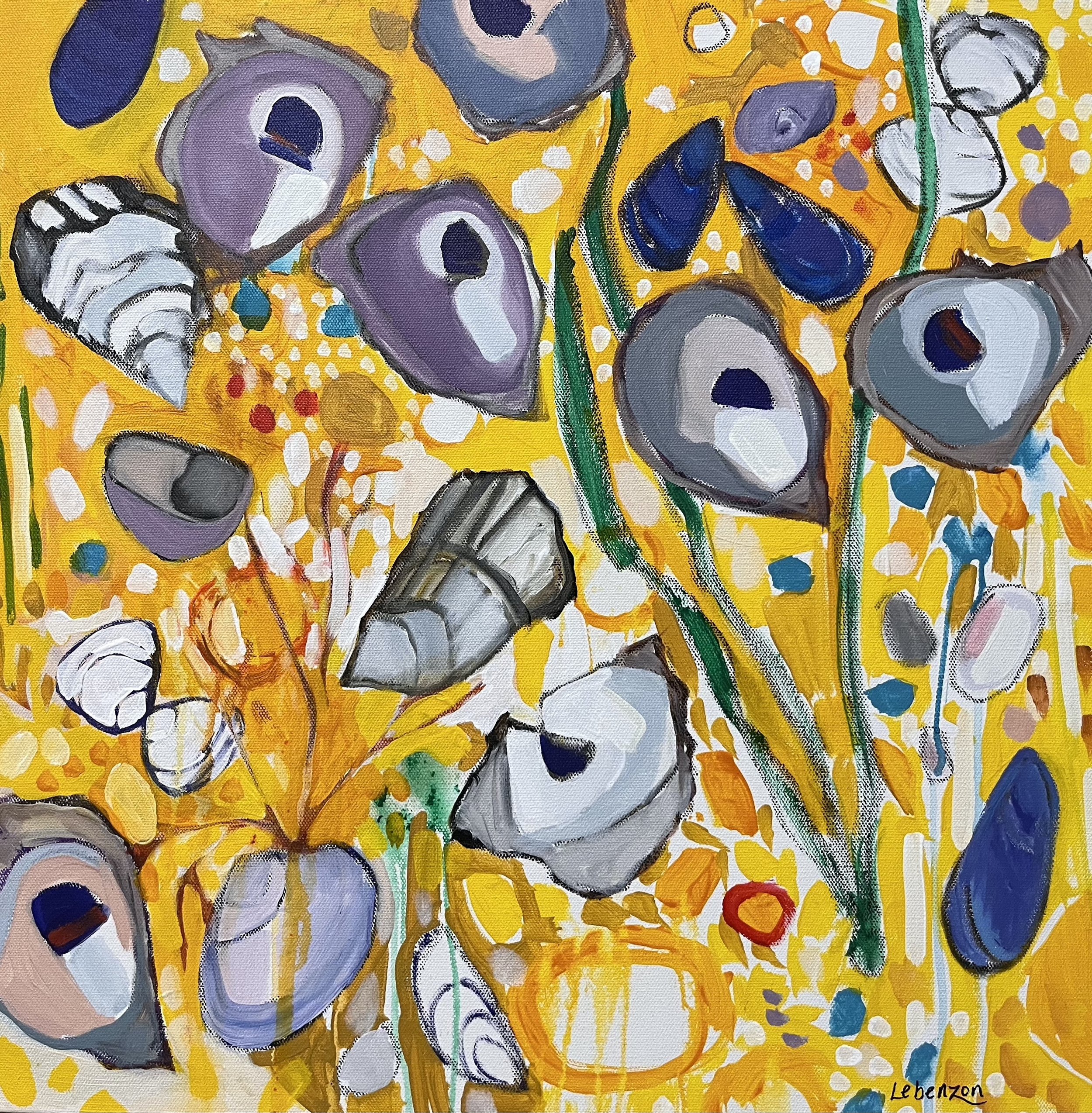 Yellow Graffiti Oysters 20x20 acrylic $500.jpeg