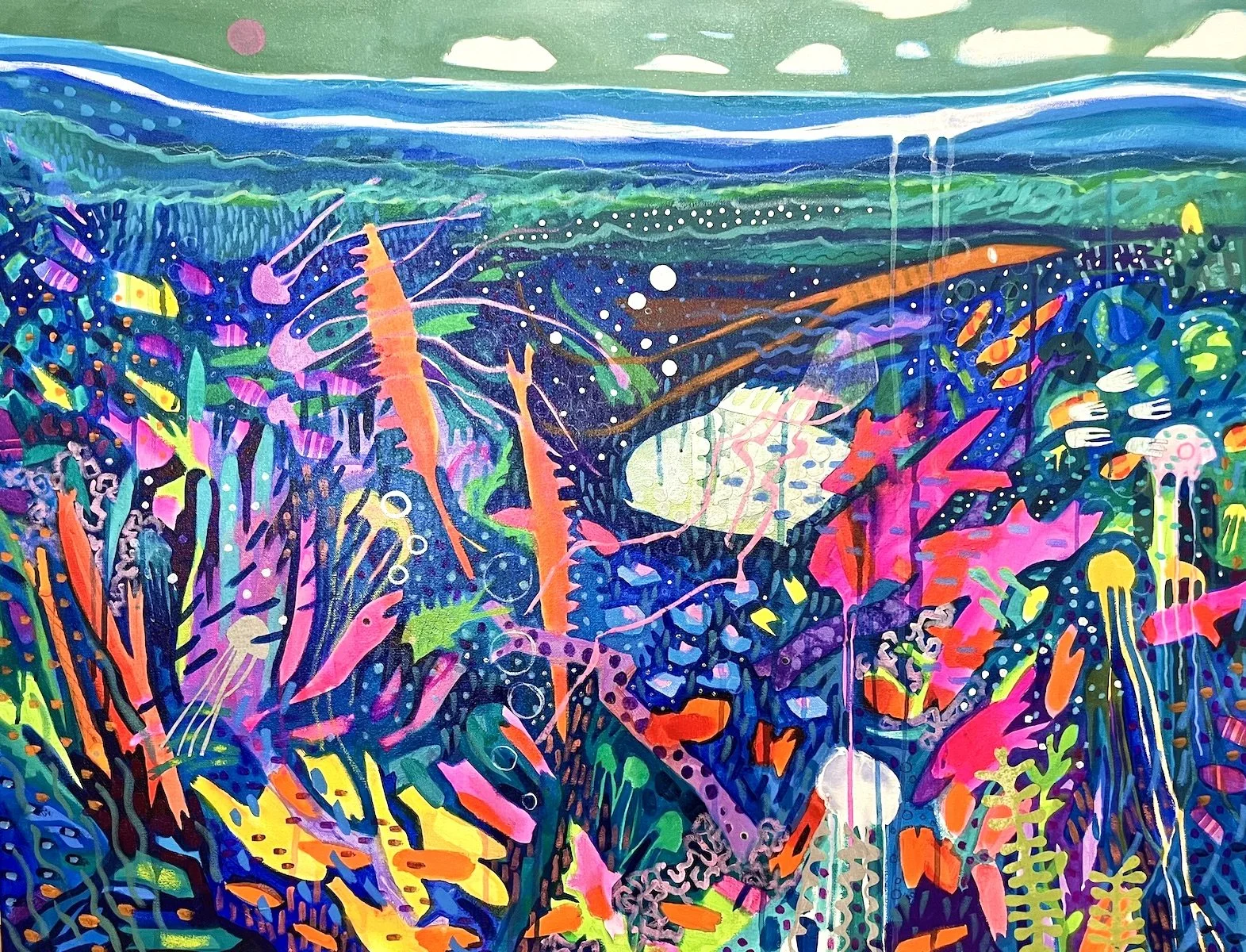 Menagerie, 30x40, acrylic, inks, pencil, crayon, collage, $1800 2.jpeg