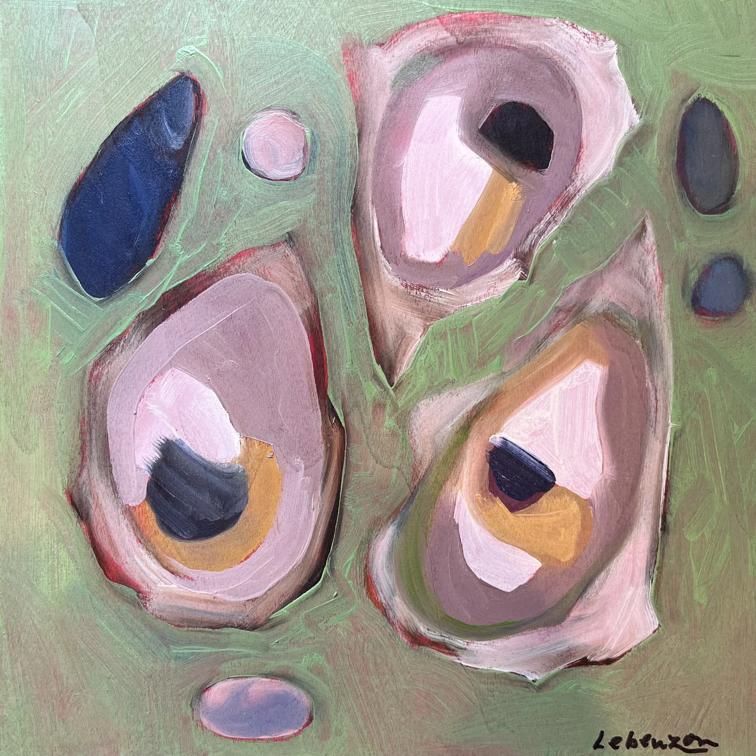Sage Oyster Trio with Mussel Shell 8x8 oil $220 SOLD.jpeg