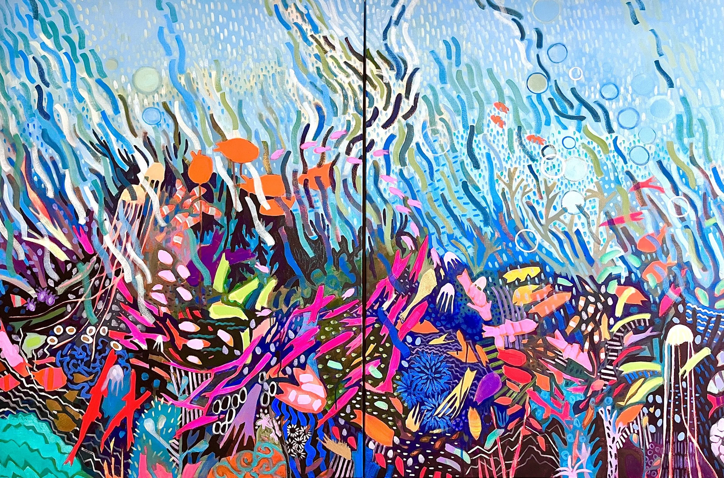 Carnival of Fishes, diptych, 40x60, acrylic and ink, $3600.jpeg