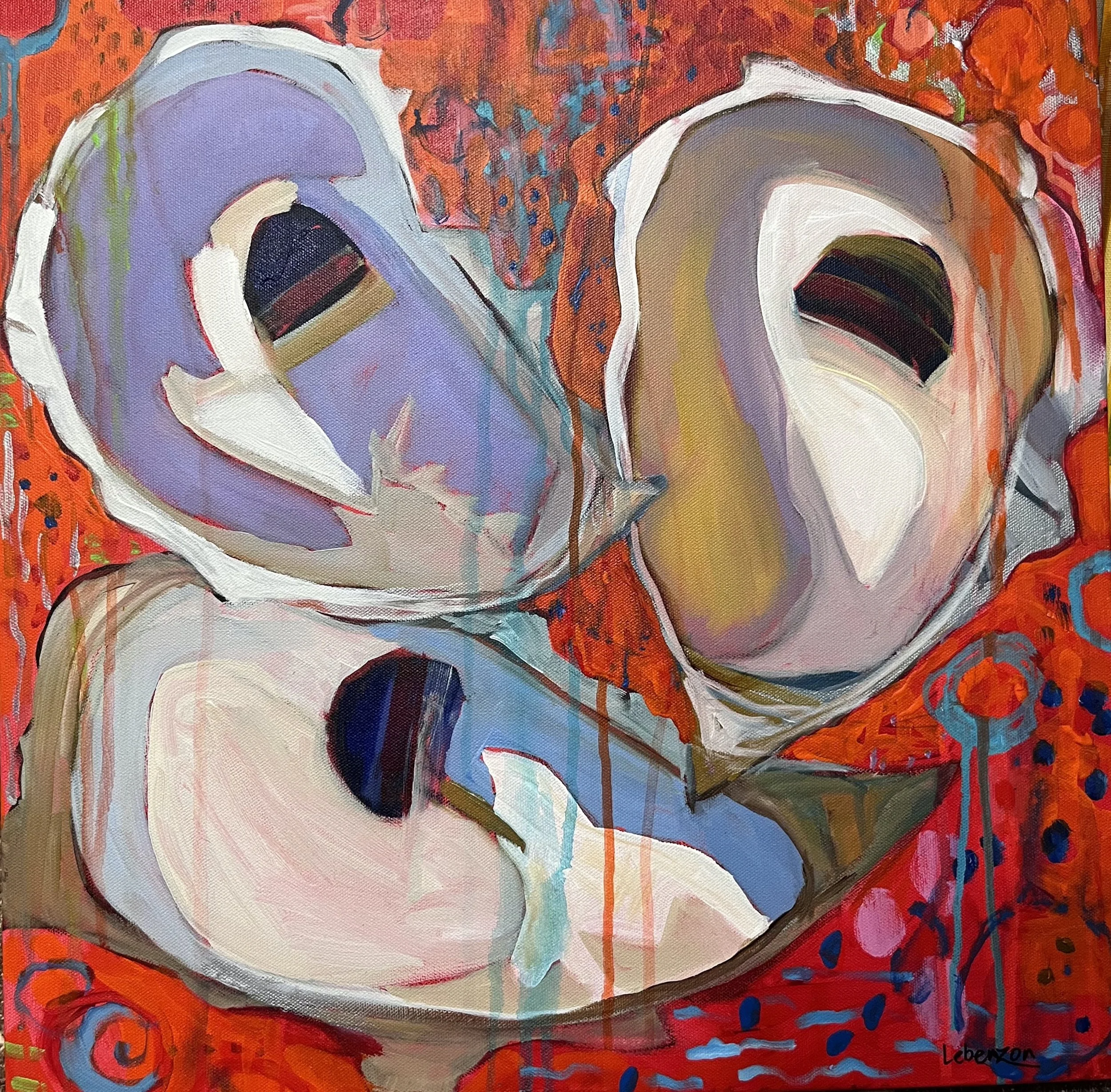 Red Graffiti Oyster Trio 20x20 acrylic $500 SOLD.jpeg