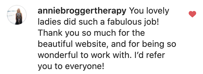Screenshot of a social media comment praising ladies for a fabulous job on a website, thanking them for working so wonderfully and recommending them to everyone.