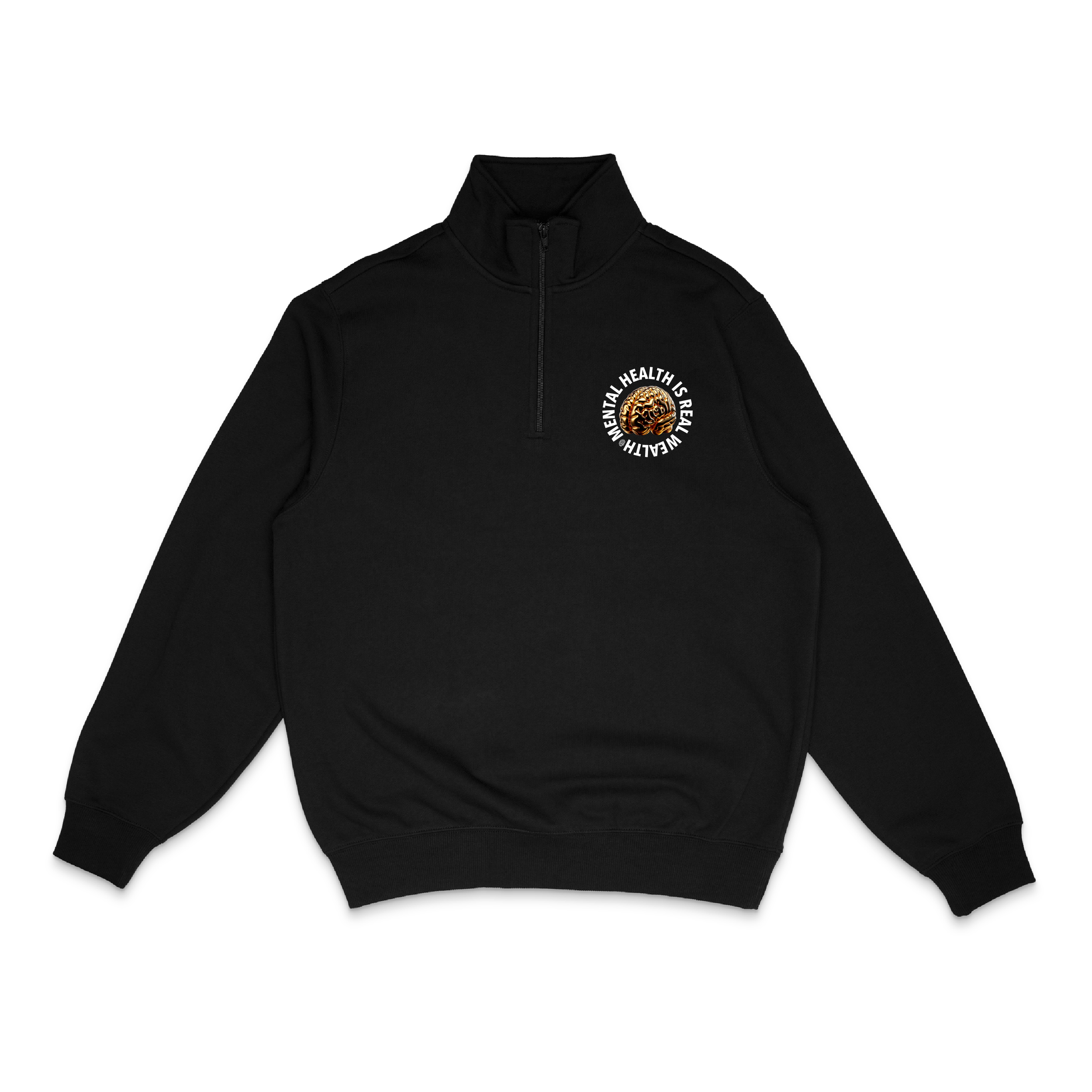 QUARTER ZIP FLEECE SWEATSHIRT (BLACK)