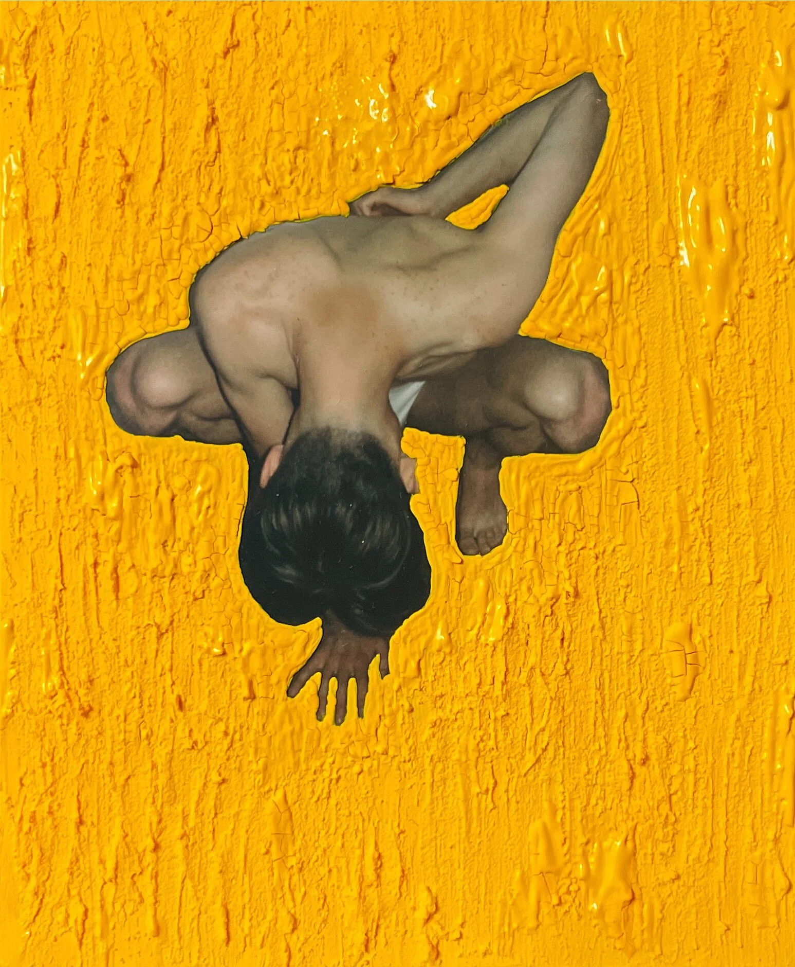 Nate with paint  , 2021, Polaroid Photograph and Acrylic, 4.25 x 3.4 in.