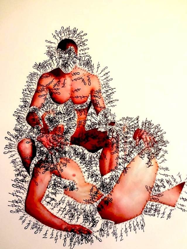   Want Us Want You , 2012. 18"x24" Collage, glue, pigmented ink on paper. Measured in inches &amp; calculated angle degrees 