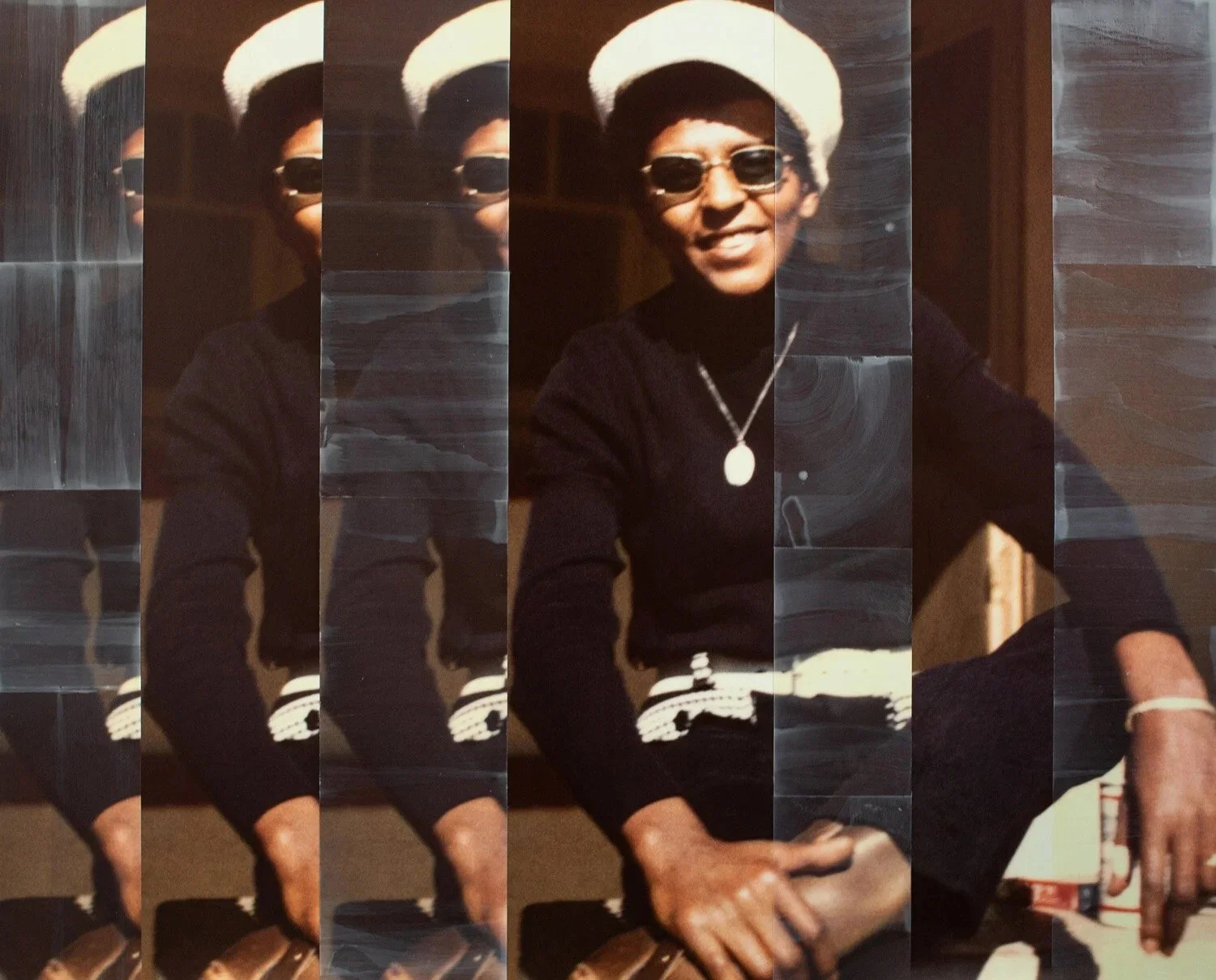  YOU LIVED HERE INSIDE MY MIND, 2021, 50 x 40 x 1 5/8in. Pigment print, mounted on museum board, encaustic, on panel. 