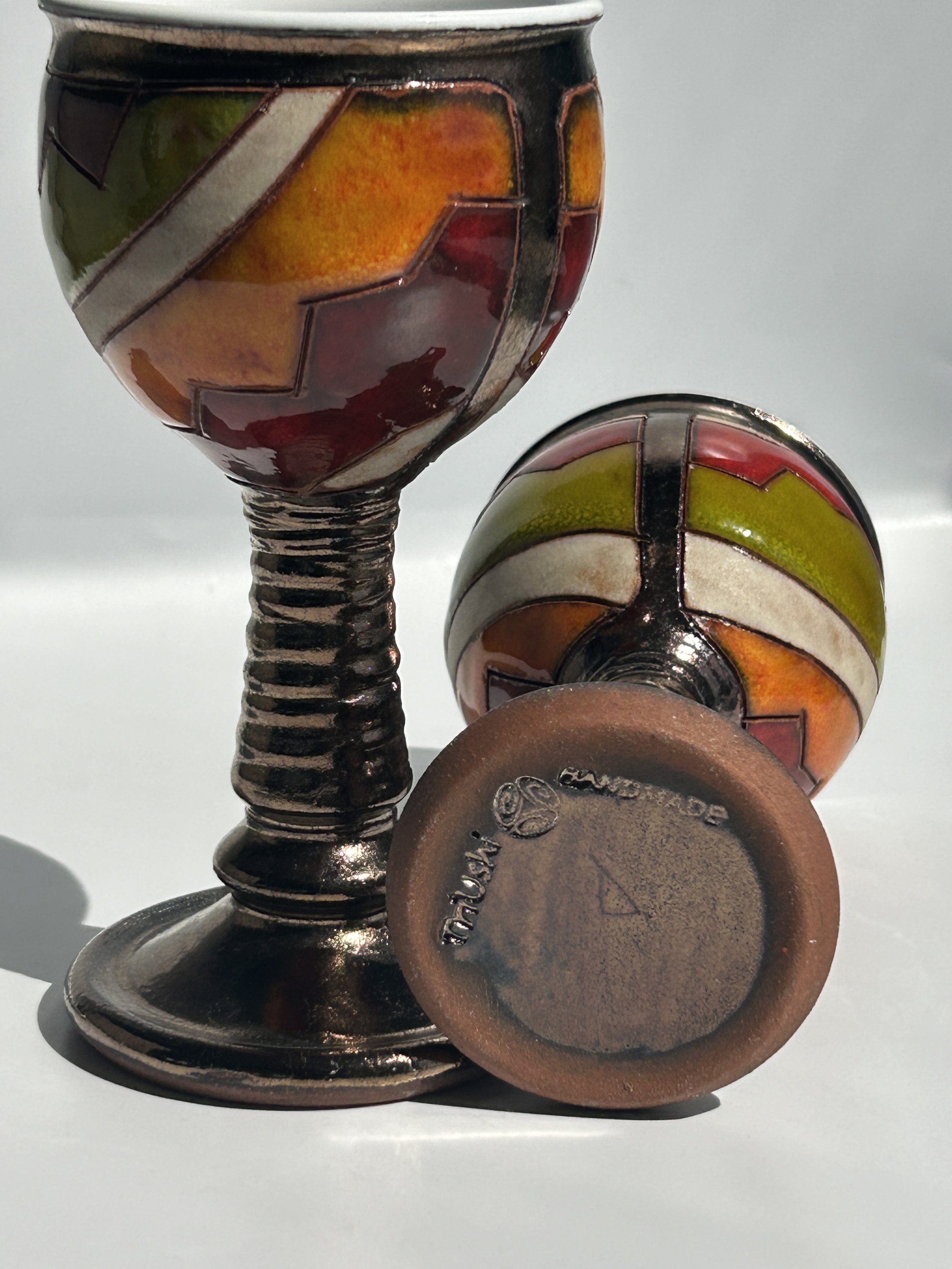 Triushi , Bulgaria ceramics artisans pottery goblet set