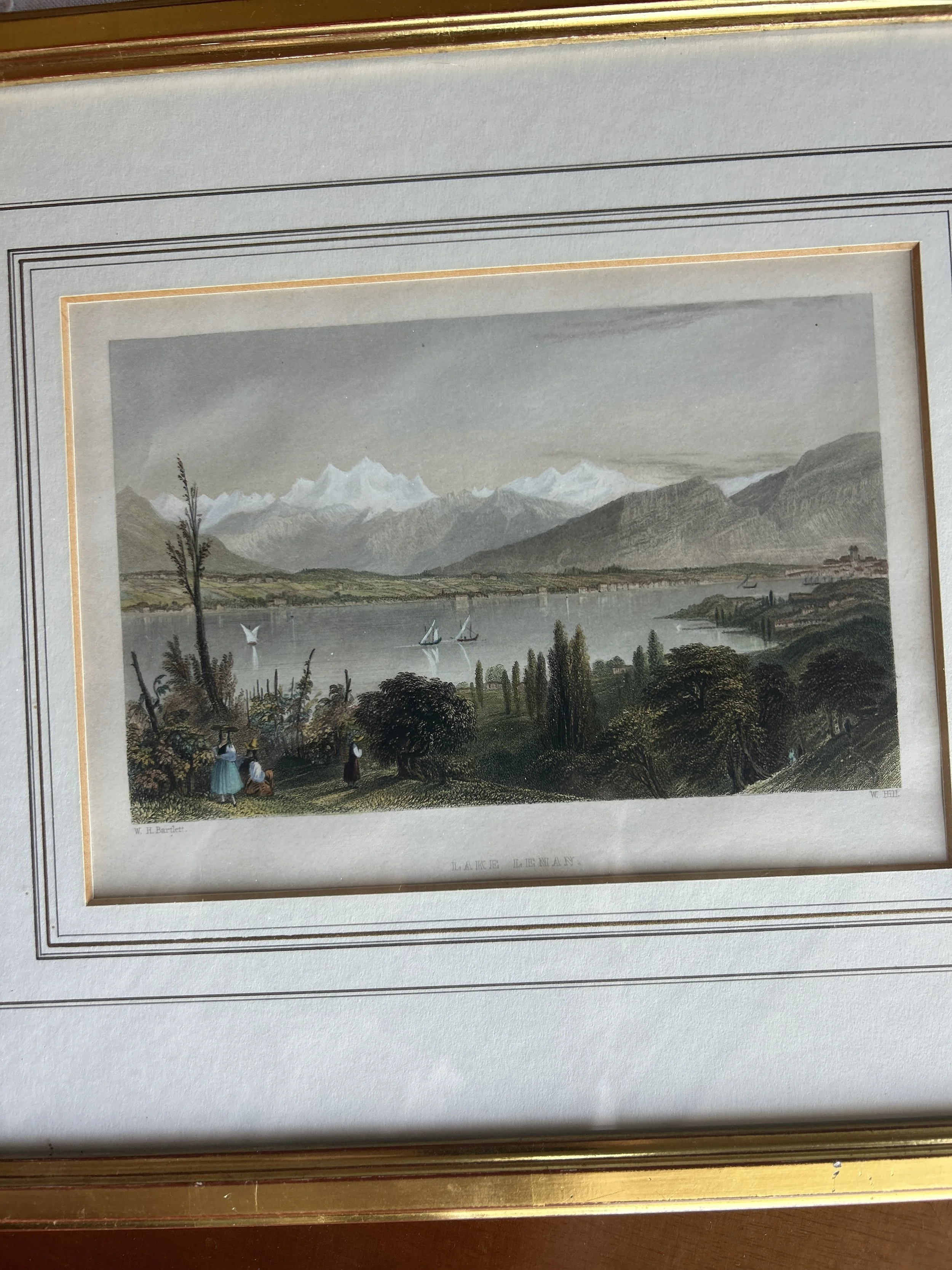 Lake Leman/Lake Geneva, W. Hill, "WH Bartlett, (1836, a la man)
