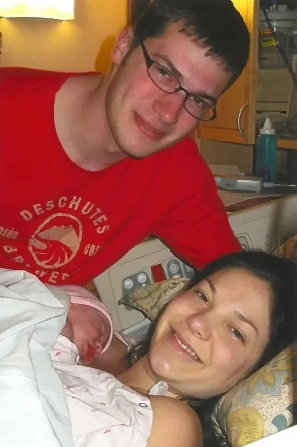 First family photo of Virginia, Isaak, and Aliza