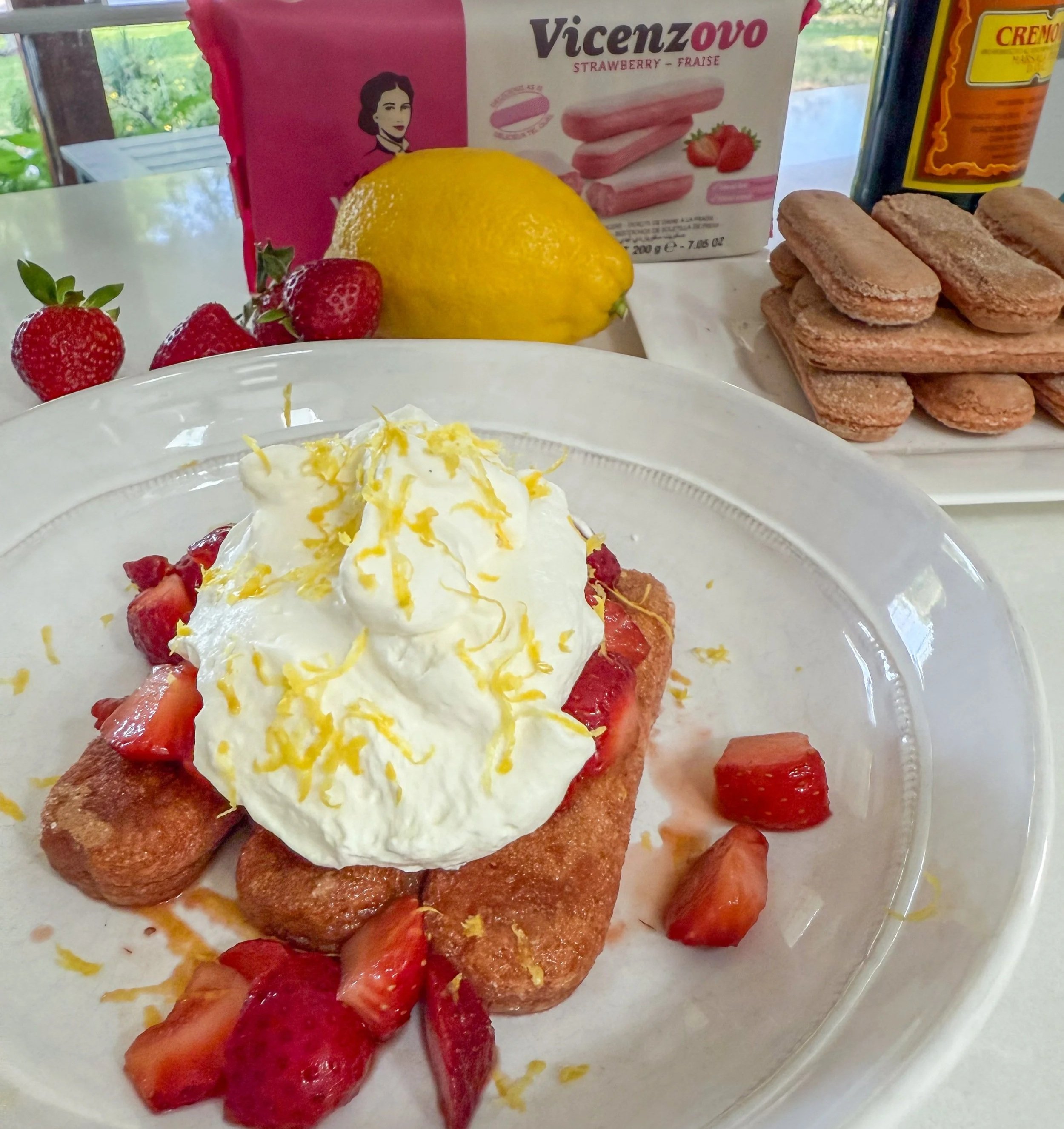 Macerated Strawberries Ladyfingers