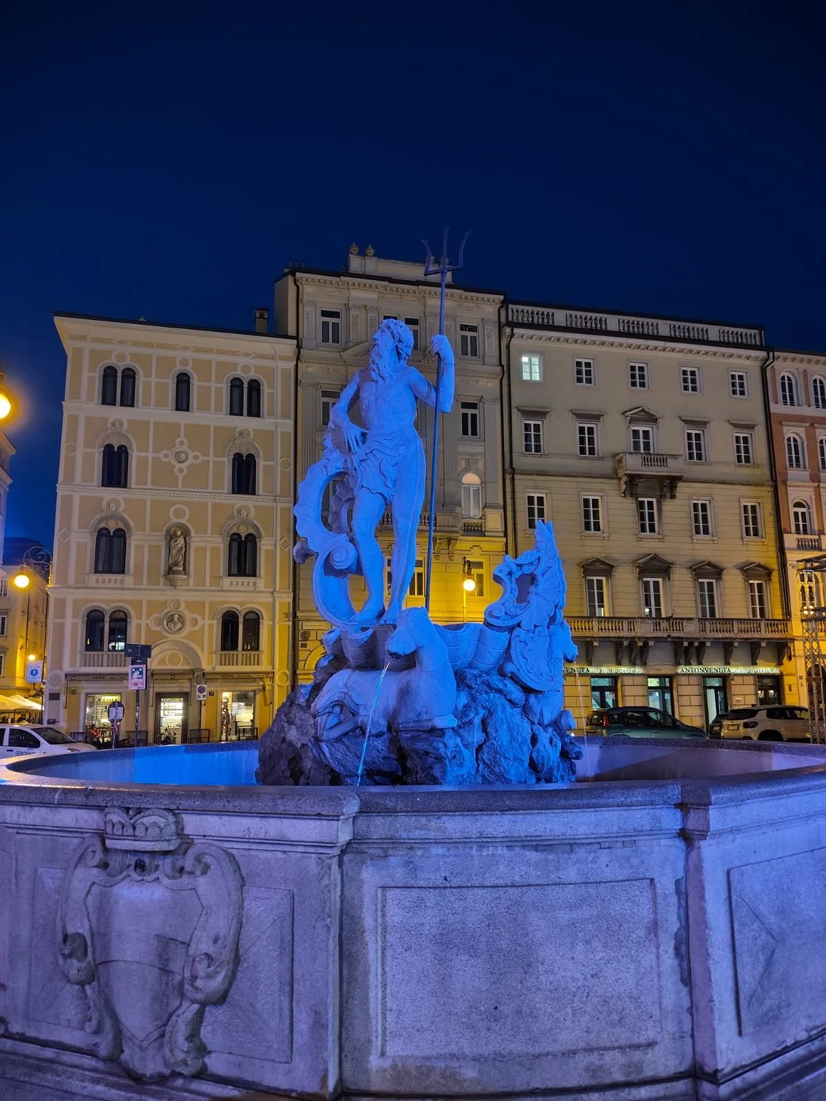 Fountain of Neptune.  The fountain is situated in the central Piazza della Borsa. 