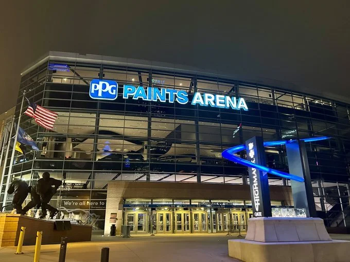 @PPGPaintsArena glowed blue for #SparkTheNight showing support for people living with #Parkinsons.