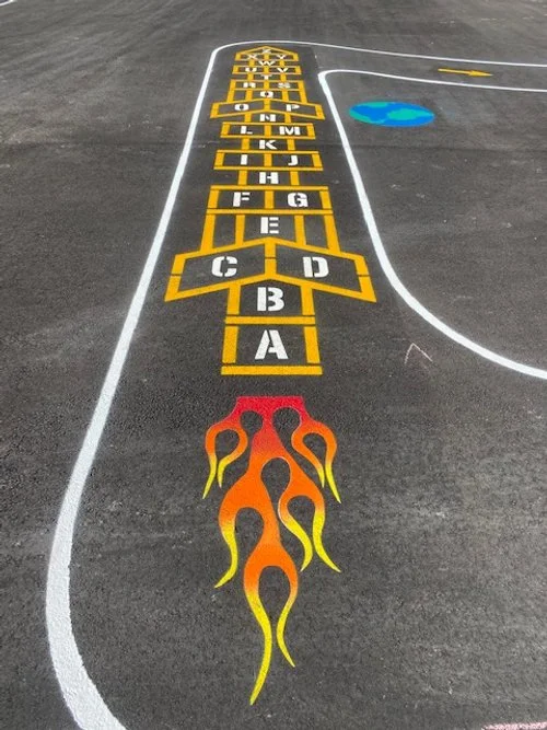 Alphabet Rocket with Flames