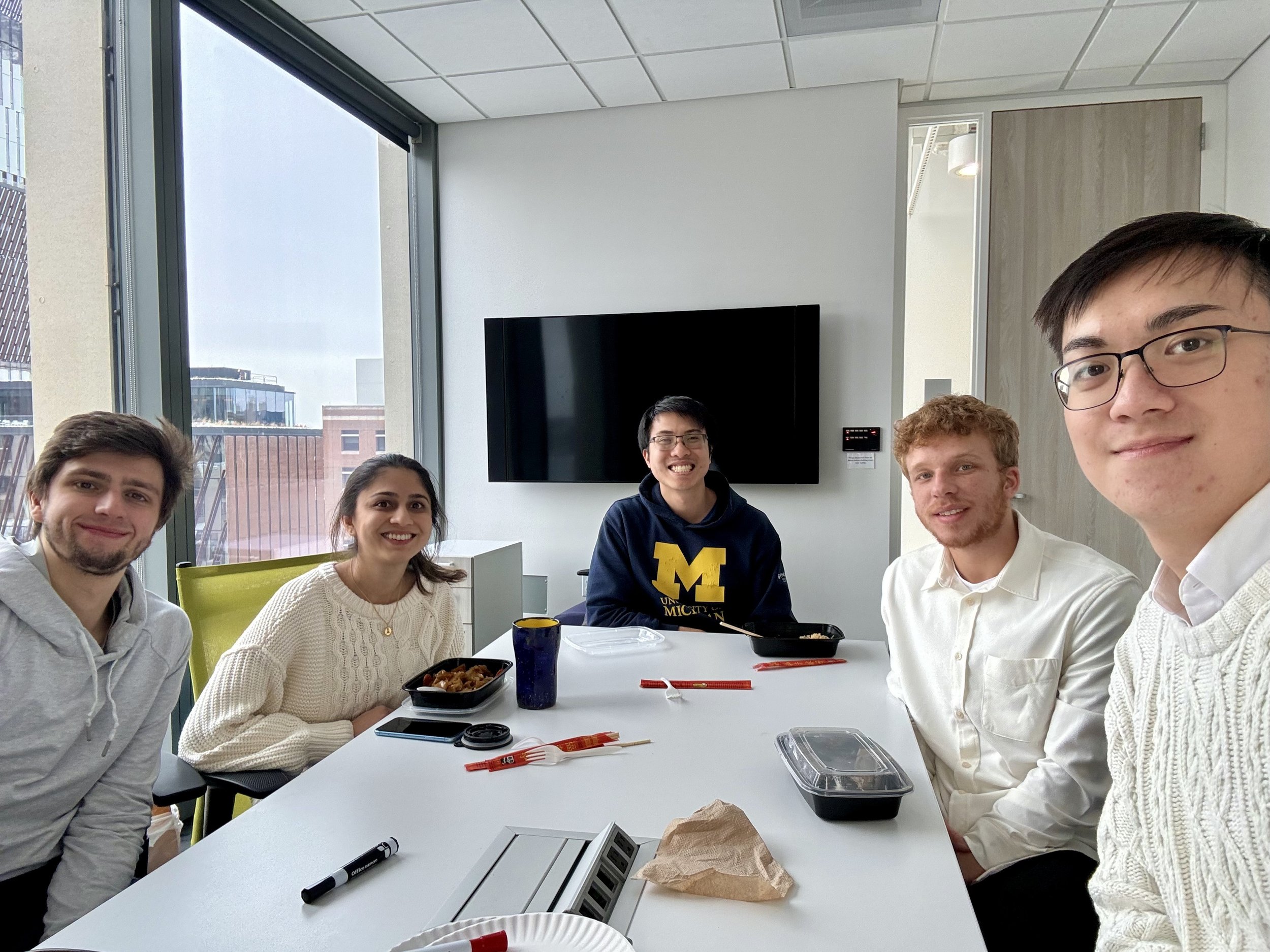 Excited to welcome our rotation students and celebrate a fantastic first week in the lab with a group lunch.
