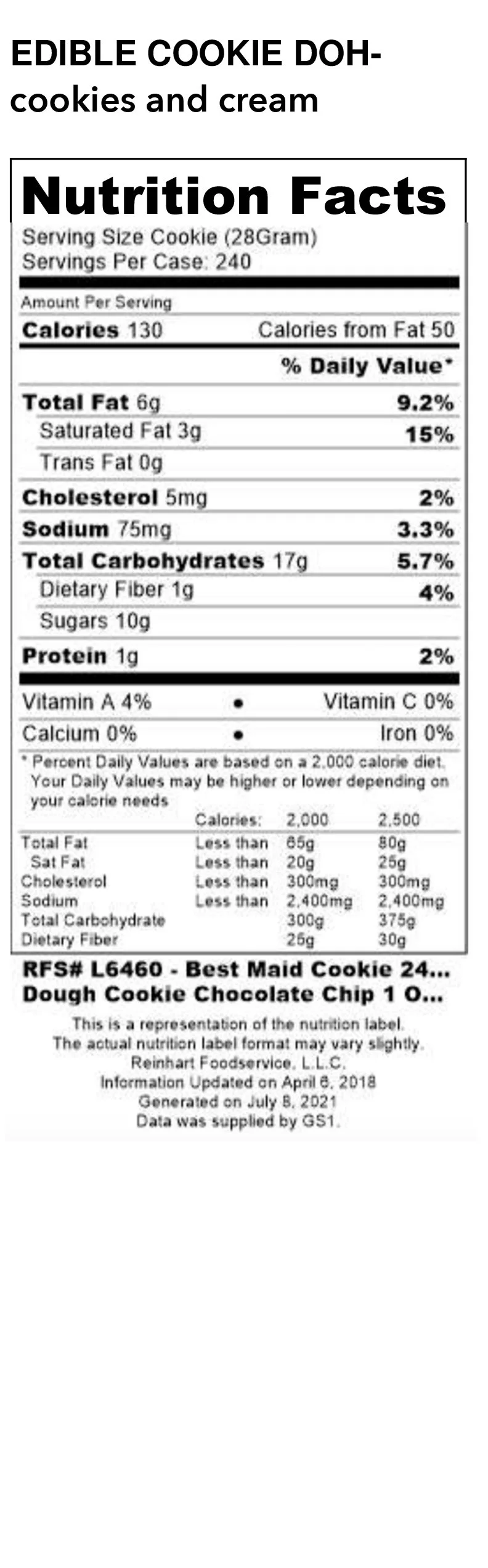 Edible Cookie Dough Nutrition — Yogurtini KC
