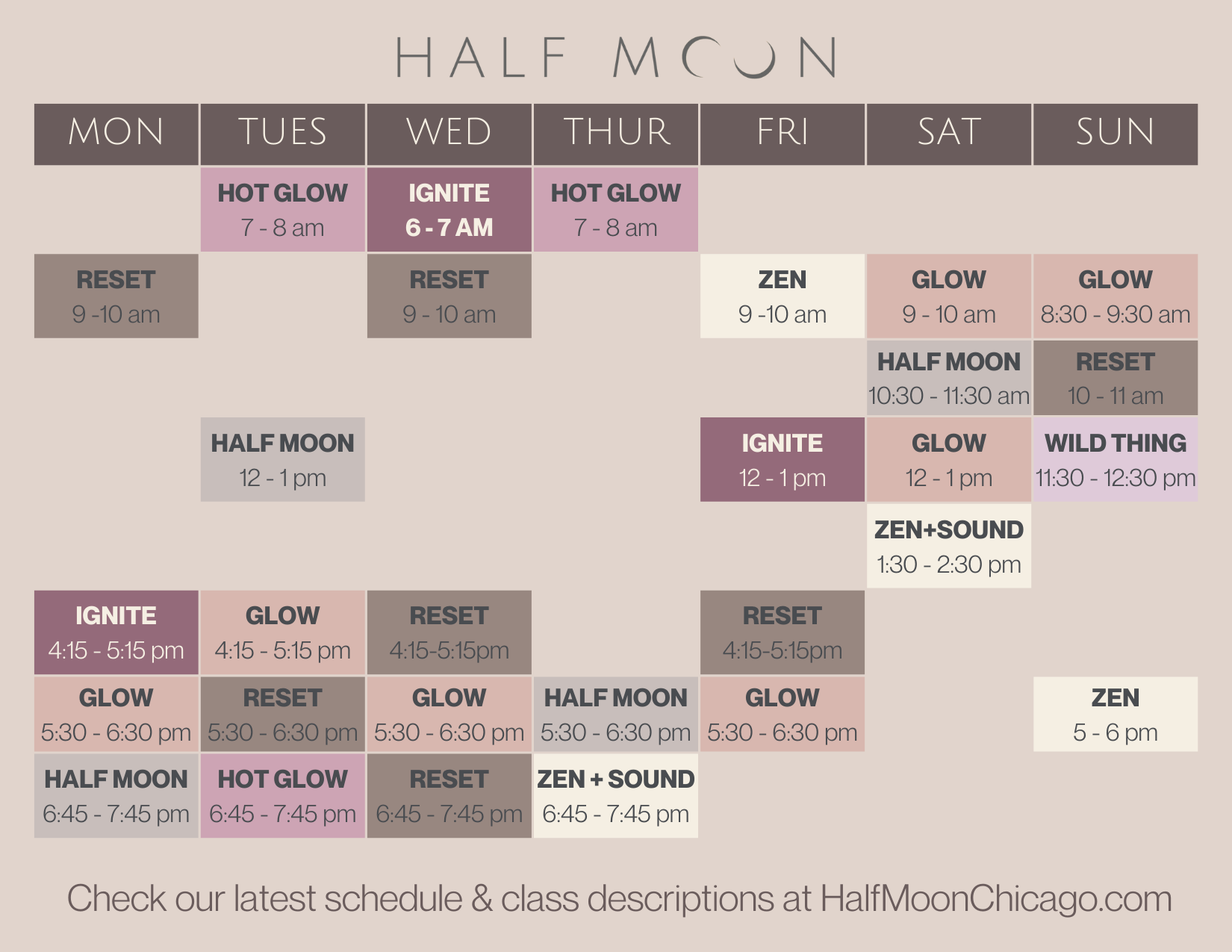 Half Moon Class Schedule