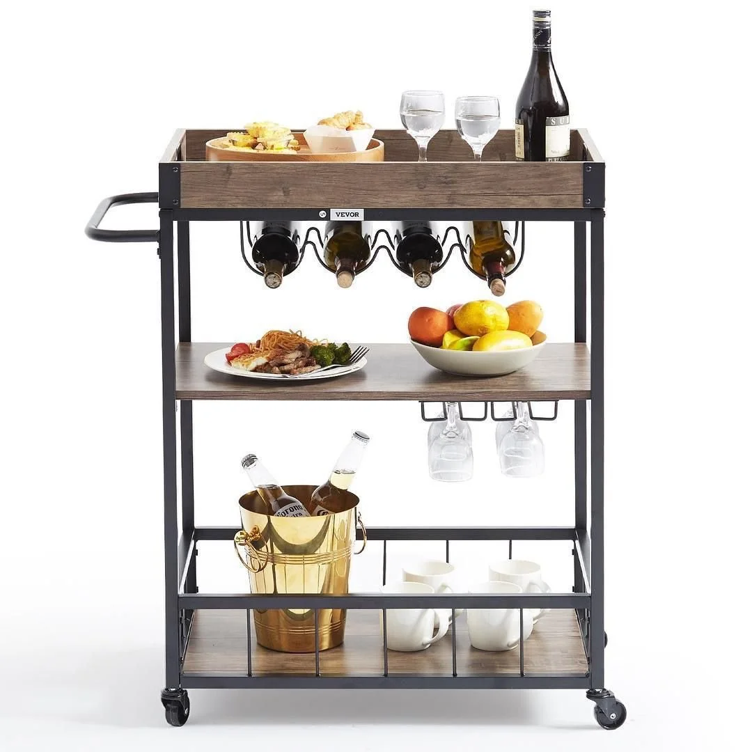 New 3-Tier Bar Serving Cart Rolling Trolley