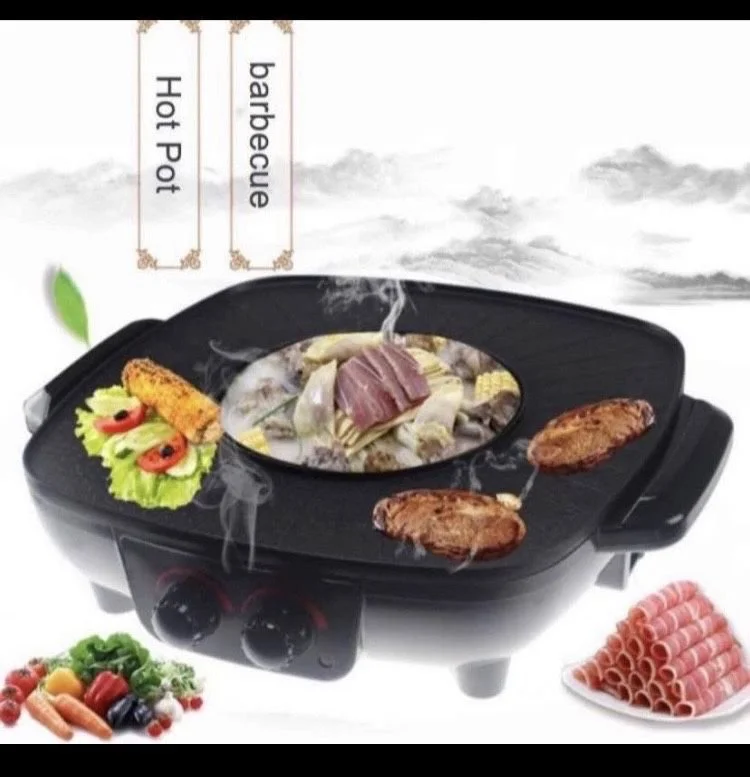 New Electric Skillet, Integrated Cooker Pot, Electric Hot Pot Electric Barbecue Electric Baking Pan