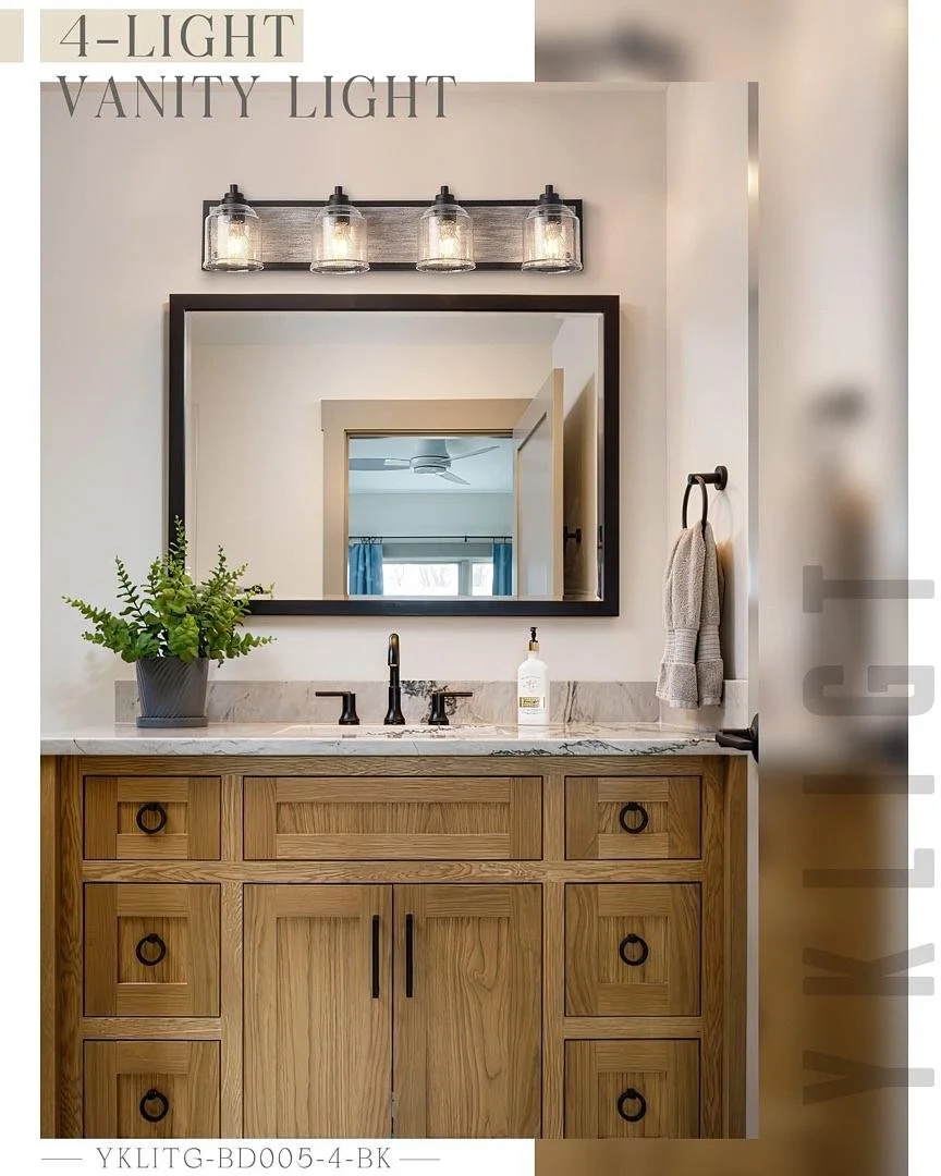New YKLITG Farmhouse Bathroom Vanity Light Fixtures 4-Light