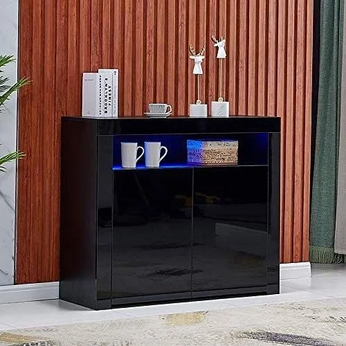 *CLEARANCE* New LED Sideboard 2 Door Display Cabinet High Gloss 16 Colors LED Lighting System