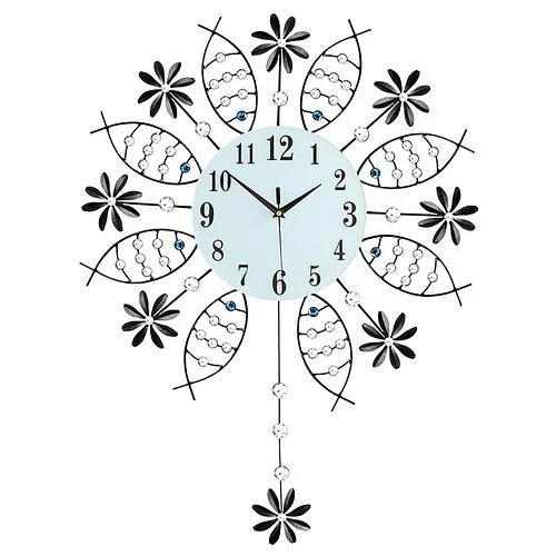 New Metal Wall Clock, Retro-Style Round Pendulum Clock