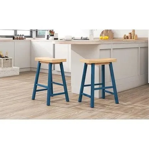 New Modern 2pc Counter Height Wood Kitchen Dining Stools