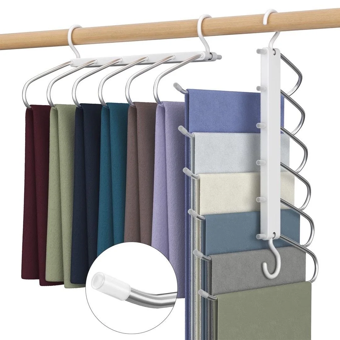 New set of 2, Magic Pants Hangers Space Saving - 6 Tier Multi-Functional Rack