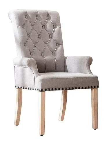 New Light Grey Fabric Upholstered High Back Tufted Accent Chair