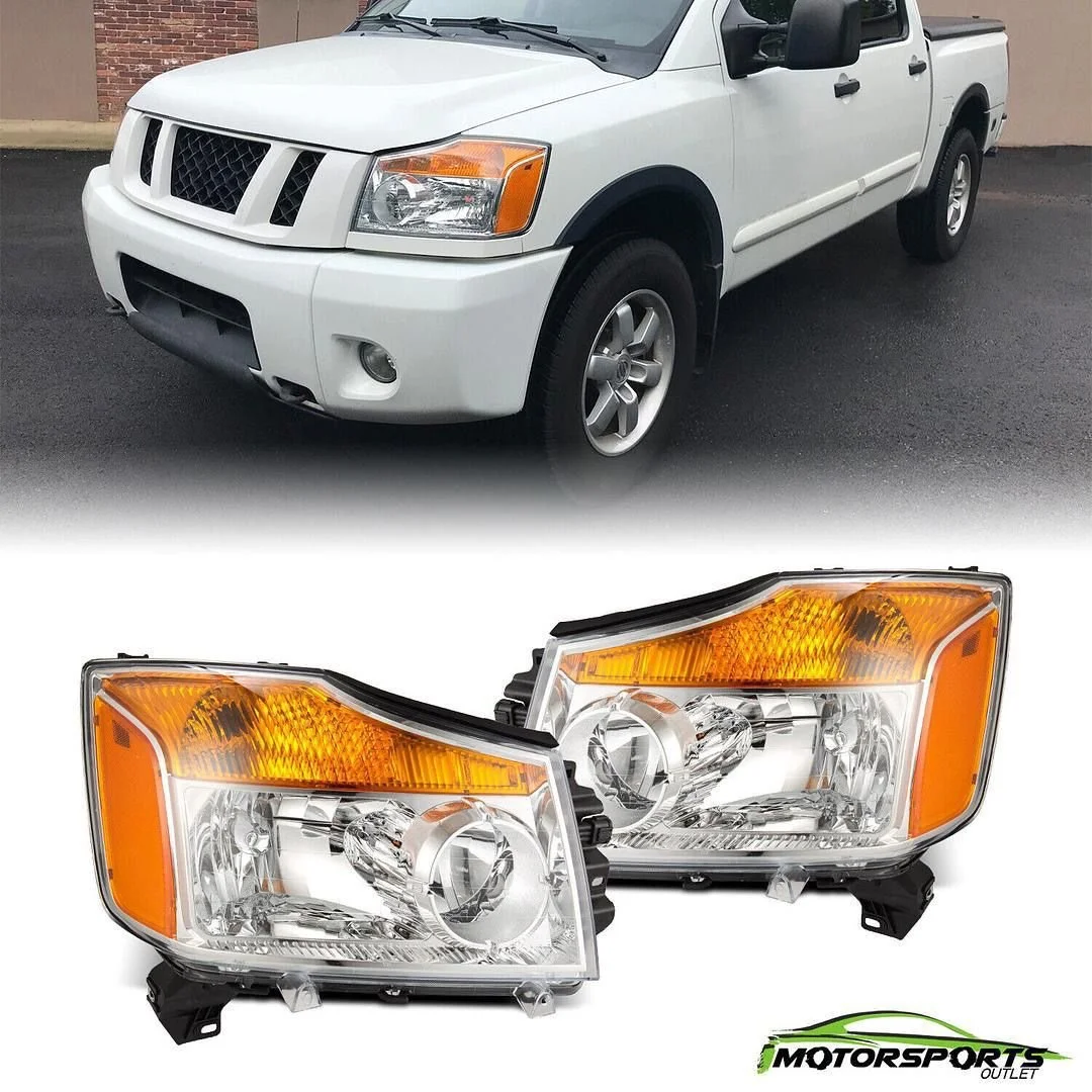 New Clear Lens Chrome Headlights Head Lamps Assembly Set 2004-2012 Nissan