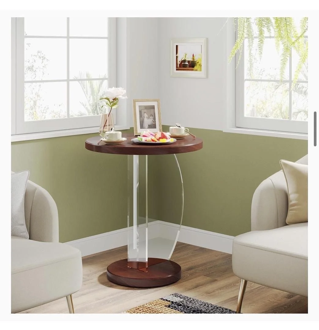 New Single modern acrylic and wooden side table