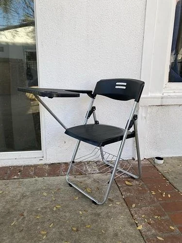 New Set of Four Black Foldable Chair Right Tablet Arm