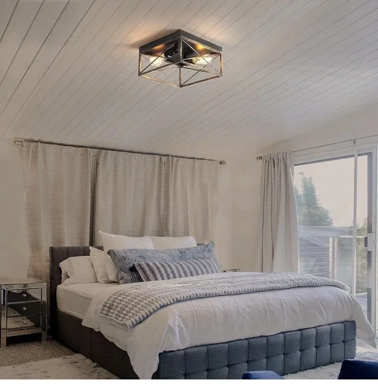 New KDG Flush Mount Industrial Ceiling Light , Adjustable, with Square Metal Cage