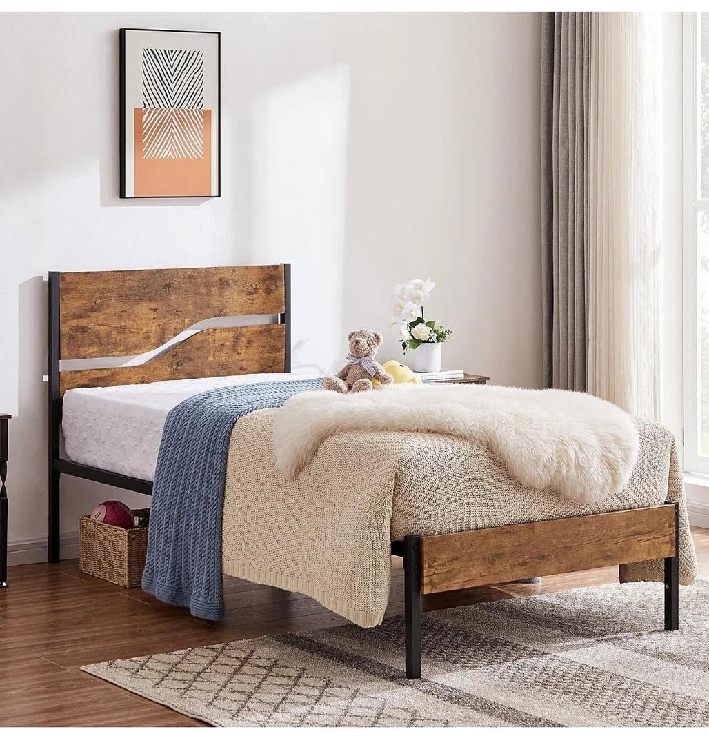 New Rustic Brown Twin Bed Frame