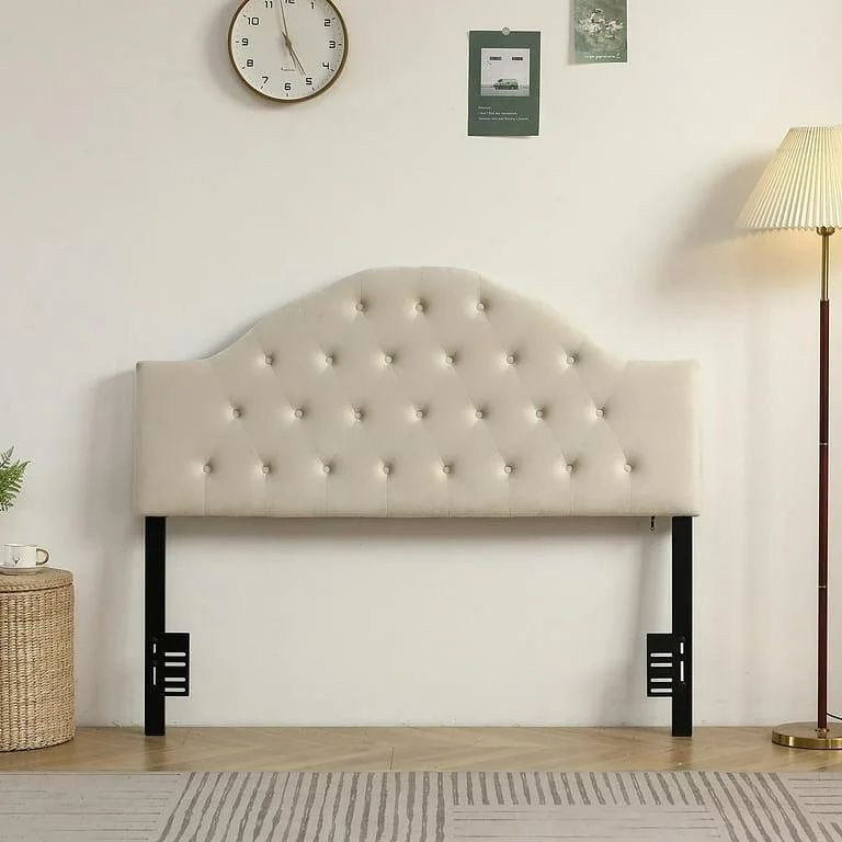 New Zimtown Tufted Velvet Upholstered Headboard Channel, Full Size Bed
