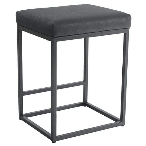 Black Backless Metal Frame Bar Stools with PU Leather Black