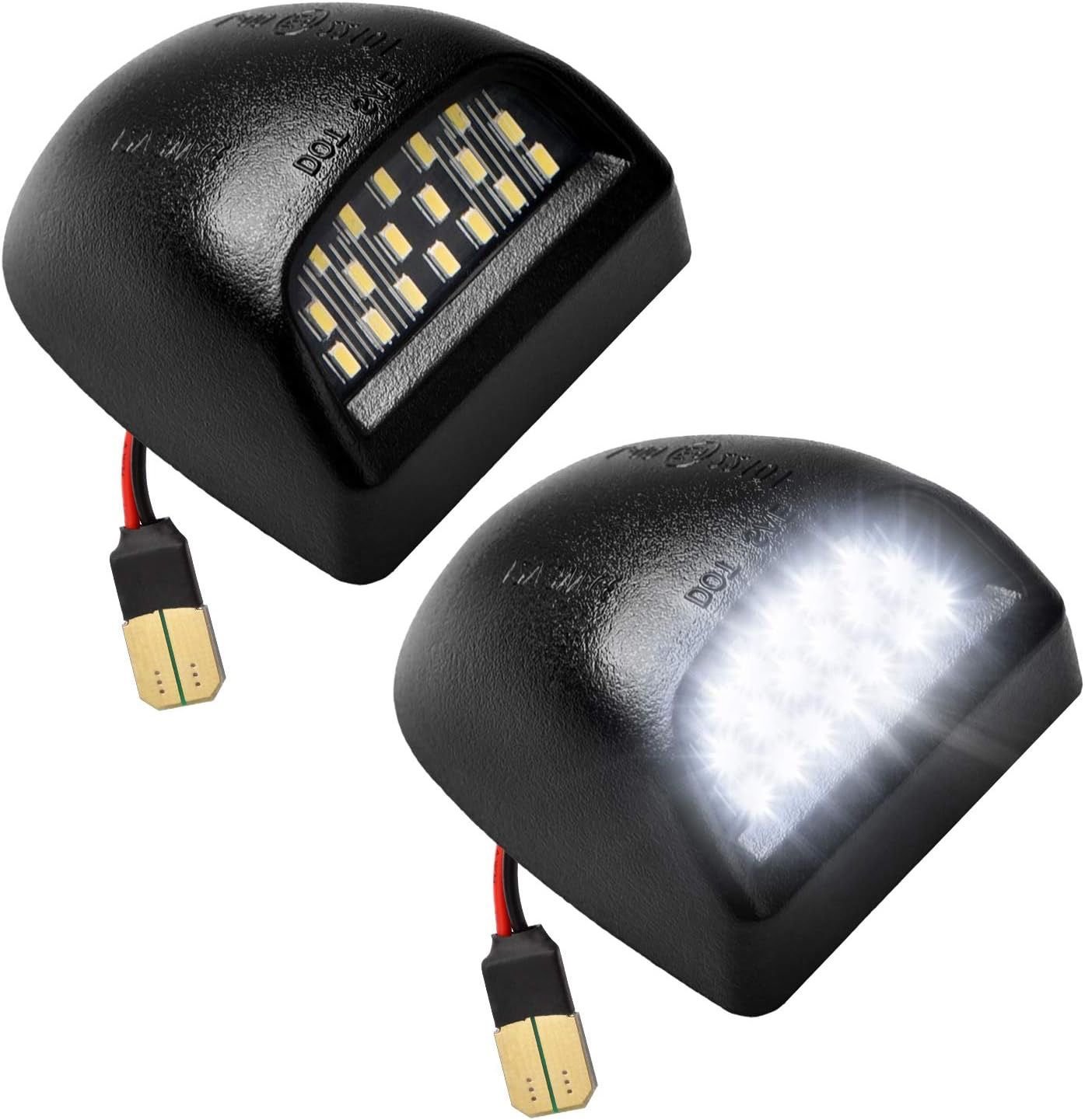 Full LED License Plate Light Tag Lamp Assembly Replacement for Chevy Silverado 1 3500 Suburban Tahoe GMC Sierra Yukon XL for Escalade Pack