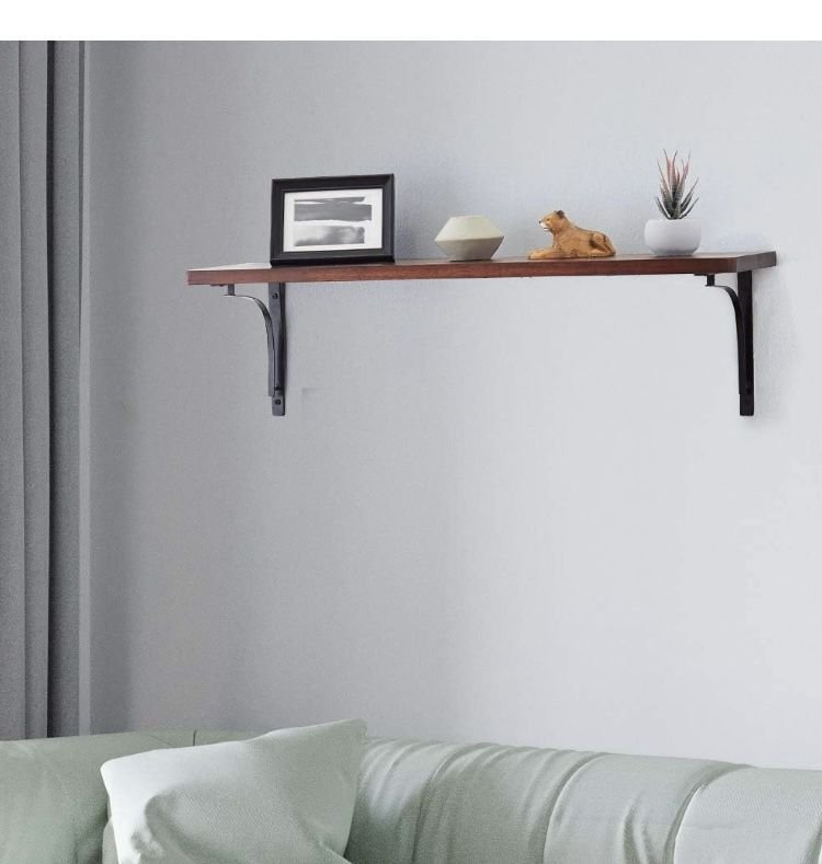 New 36” Walnut Wall Shelf with Black Brackets