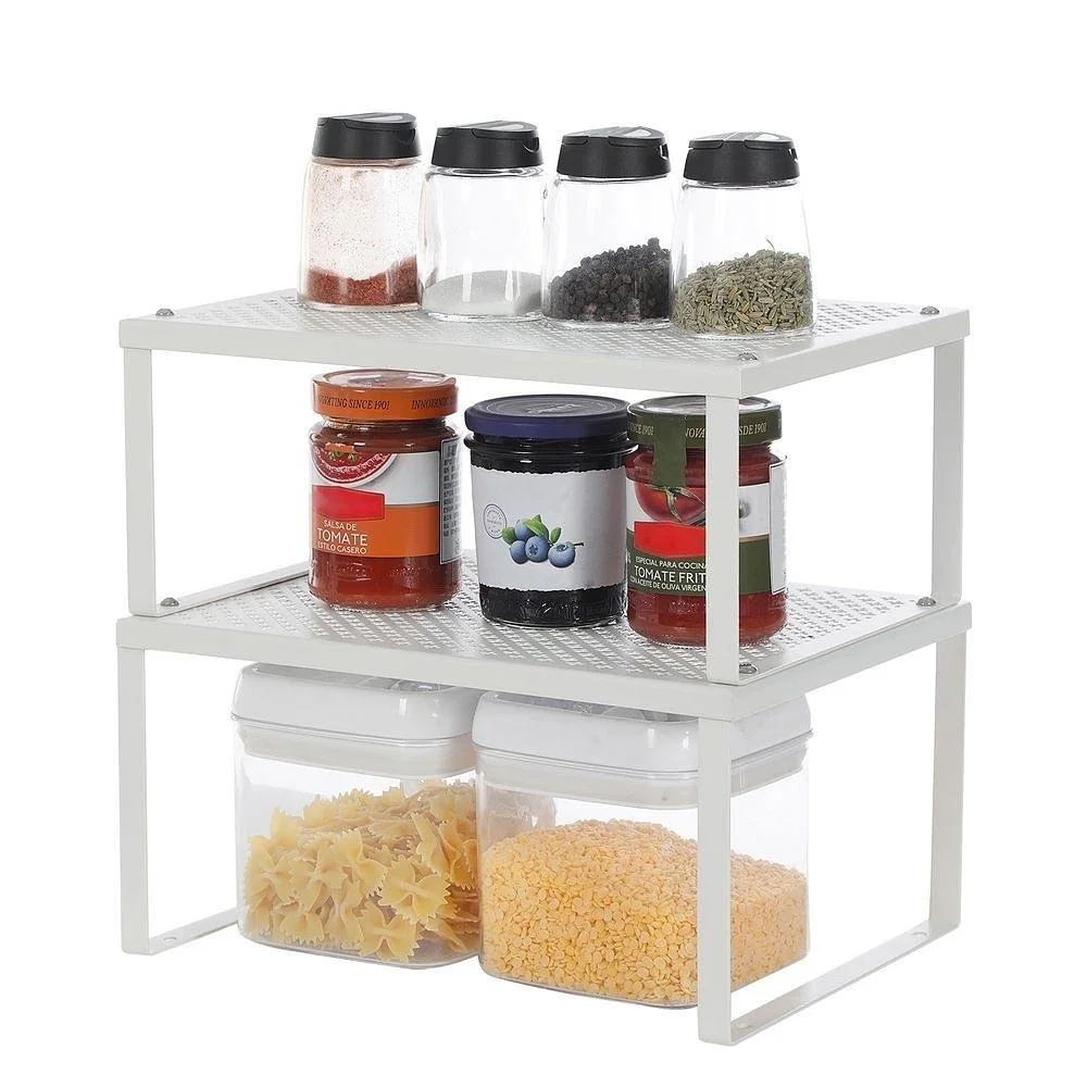 New Set of 2 Cabinet Shelf Organizers White